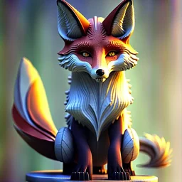 clean art of a cute fantasy fox creature made of segments of stone, soft lighting, soft pastel gradients, high definition