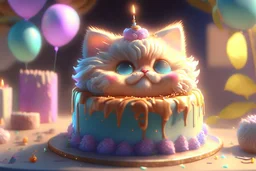 cute fluffy chibi cat birthday cake in sunshine Weight:1 detailed matte painting, deep color, fantastical, intricate detail, splash screen, complementary colors, fantasy concept art, 8k resolution trending on Artstation Unreal Engine 5 Weight:0.9