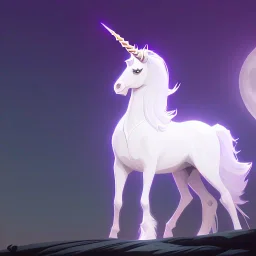 White unicorn under the Moon