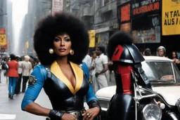 [Jean-Paul Riopelle] Pam Grier as Coffy imeets Judge Dredd in a vibrant street of MegaCity One