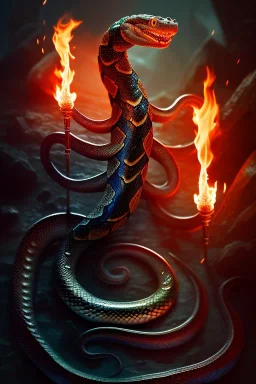 Full body photography of an ethereal Jörmungandr the world snake, Fire theme art, Dark moody night atmosphere, by Michelangelo, 8K, high body details, anatomically perfect body, oak tree roots, ignore NSFW