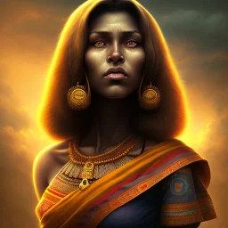 portrait, insanely detailed, heroïc fantasy setting, woman, dark-skinned, indian,