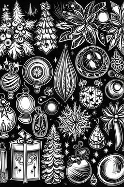 Christmas drawings in black and white