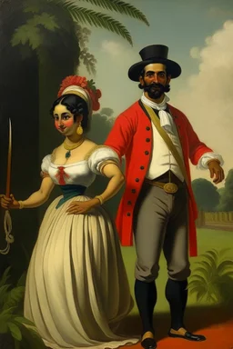 cuban woman neoclassism painting standing with man