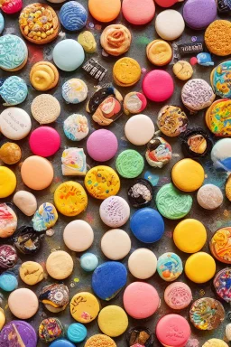 The map of the Solar System, made of macarons, candies and biscuits