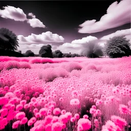 infrared shot of a flower field