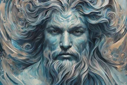 A mesmerizing and abstract portrait of Poseidon, the god of the sea, using dynamic lines and aquatic hues to capture the essence of his divine power, (mesmerizing and abstract portrait:1.4), (Poseidon, god of the sea:1.5), (dynamic lines and aquatic hues:1.3), (expressive and aquatic ambiance:1.2), inspired by abstract interpretations of classical mythology and the fluidity of the sea, trending on ArtStation, Intricate, Sharp focus, dynamic lighting, (captivating:1.4), (godly ambiance:1.5)