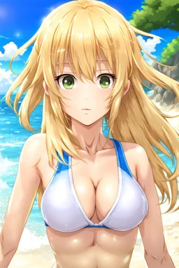 Swimsuit Girl with blonde hairs, anime style