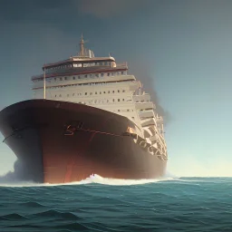an image of a large ship floating in big ocean