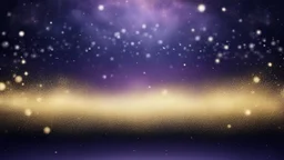 Subtle Golden Sparkling Christmas Background With Elegant Purple Navy-Blue And Black Sky With Subtle Snowfall Showing Dramatic And Cinematic Ambiance.