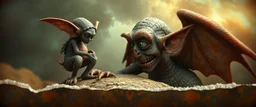 3d airbrush render, elf dodo , pinhole cam, airbrush 3d rendering, in the style of Titian and Dali , torn edges on border