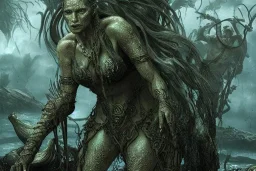 Grendels mother in a fantasy movie swamp