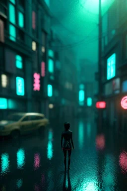 Ultra Realistic image, 25 years old brunette woman, Madrid, portrait, small stature, small chest, yakuza body tattoo, latex dress, short, rain, fog, club night Tokyo ambient, people background, leds, neon, cyberpunk, vibrant color, highly detailed, art stations, concept art, smooth, unreal engine 5, god rays, ray tracing, RTX, lumen lighting, ultra detail, volumetric lighting.