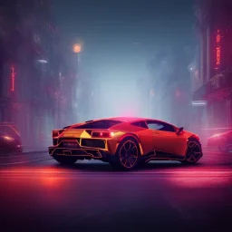 gold lamborgini at the night city, neon,full color, beautiful color, RTX, TXXA, SSAO, High quality,hyperrealistic, cinematic, Super detailed, Anti-Aliasing,Full color, HDR,4k