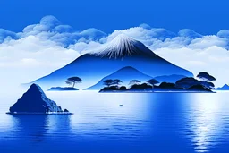 Blue and white presentation background, the island of japan