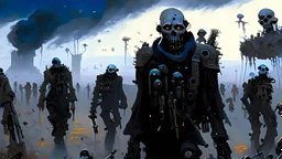 {{{Bio-engineered undead cyborg army marching}}} machine soldiers, hazmats, tactical wear, gas creepy landscape, techno gothic visual composition, science fiction painting, Denis Sarazhin, Alex Colville, Simon Stålenhag, Neil Blomkamp, Frank bowling, Christopher Shy, Alejandro Burdisio, RAW, gritty, high contrast, atmospheric horror art, gripping and suspenseful, vivid, neon overlay, narrative art, textured, dramatic, surreal horror, gestural, retro futuristic nightmarish art, apocalyptic art