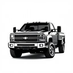 Chevrolet square body truck facing a little to the left, high contrast black and white vector