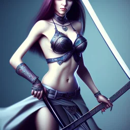 Beautiful women with katana sword