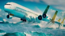 jet shoots at 747 plane while flying over the ocean