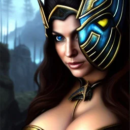 ultra detailed fullbody Portrait in oil on canvas of a beautiful busty woman with Skyrim Dragon priest mask and armor,extremely detailed digital painting, extremely detailed face,crystal clear Big eyes, mystical colors ,perfectly centered image, perfect composition,rim light, beautiful lighting, 8k, stunning scene,extremely sharp detail, finely tuned detail, ultra high definition raytracing, in the style of robert e howard and pablo oliveira and Ken Kelley and Ohrai Noriyoshi and Simon Bisley