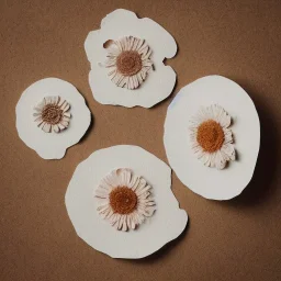 circle arrangement of small pressed flowers on white textured paper, dried flowers, aesthetic layout, beautiful composition, vintage, brightly lit, tender