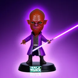 Hairless mace windu purpleGlow jedi bobblehead with boots