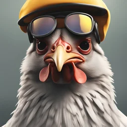 A cool Chicken with headset and sun glasses and cap