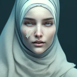 close up portrait of fog as woman in hijab, fine detail, highly intricate, modern surrealism painting, defined cracks and breaks, high-quality, volumetric lighting, 8k, ultrahd, George Grie, Marco Escobedo, Igor Morski,Brian Froud, Howard Lyon, Selina French,