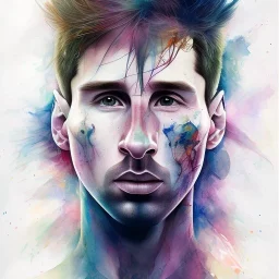 Lionel Messi face, watercolor illustration by <agnes cecile> plants, wildflower,