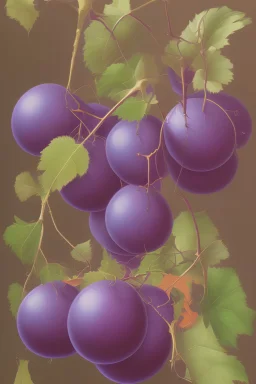 purple round grapes,no leaf,background beige,colored pencil style,HD,green handle,oil painting,no reflection,HD