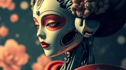 very gorgeous android robot geisha, spontaneous realism, art by style Andrew Salgado ,Françoise Nielly and Luis Ricardo Falero, halftones 8k,