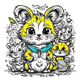 Playful kids animal tshirt design, vector graphic, colorful, adorable, cute, vector illustration, white background, artsy