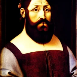 Retrato de un hombre con barba y canas llamado Jacobo Santiago Mozos con el estilo de Leonardo da Vinci