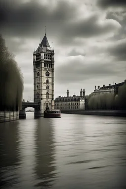 portrait of river thames with london tower