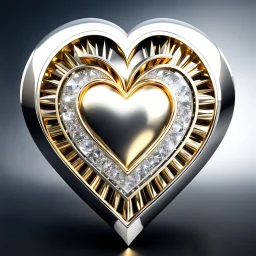 a clony of golden and silver around diamond heart sighn rotating