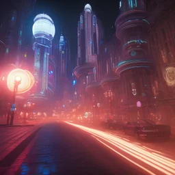 Futurist and hologramic city, in the night, 8k,unreal engine, very detailed, cinema 4D, low angle in a street