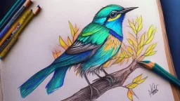 a bird drawing made with alcohol markers