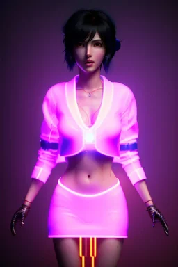 Ghost in the shell style, pretty cyber woman, cables, futuristic, blood, black, gold, brown, geisha style, decorative color feathers, simétrico, circuits, neon style, a lot of led lights, fog, rain, vibrant color, highly detailed, art stations, concept art, smooth, unreal engine 5, god rays, ray tracing, RTX, lumen lighting, ultra detail, volumetric lighting, 3d, finely drawn, high definition, high resolution.