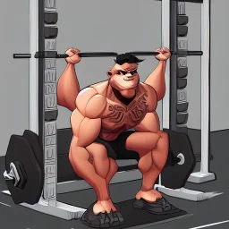 gym gorilla bench pressing weights