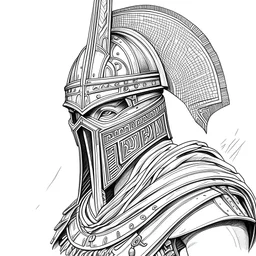 greek warrior, ancient, helmet, highly detailed pencil sketch, whole body, god mode