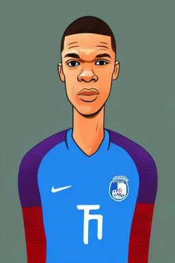 Kylian Mbappe French soccer player cartoon 2d