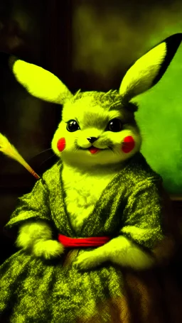 portrait of pikachu, Rembrandt style