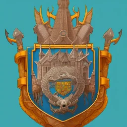 coat of arms of a troglodyte city in the moutains, very detailed