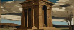 A brownish bronze ruined temple painted by Pablo Picasso