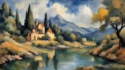 Style Cézanne, luxury, dream world, calm beauty, fantasy world, magic, beautiful composition, exquisite detail