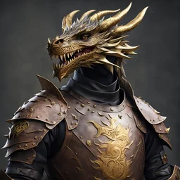 человек-дракон в кожаной бране с латуной чэшуёй