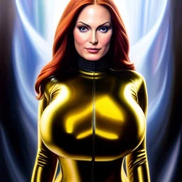 ultra detailed fullbody Portrait in oil on canvas of beautiful busty marvel`s Jean Grey ,wearing skintight latex suit,extremely detailed digital painting, intrincate, intense stare, extremely detailed face,crystal clear Big Glowing eyes, mystical colors ,perfectly centered image, perfect composition, rim light, beautiful lighting, 8k, stunning scene, raytracing, anatomically correct, in the style of robert e howard and Ken Kelley and Ohrai Noriyoshi and Simon Bisley and tomzj1