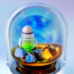 miniature space scene in a bottle bright