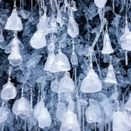 winter landscape, bells, glimmering, ice, crystals