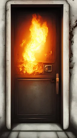 A burning door